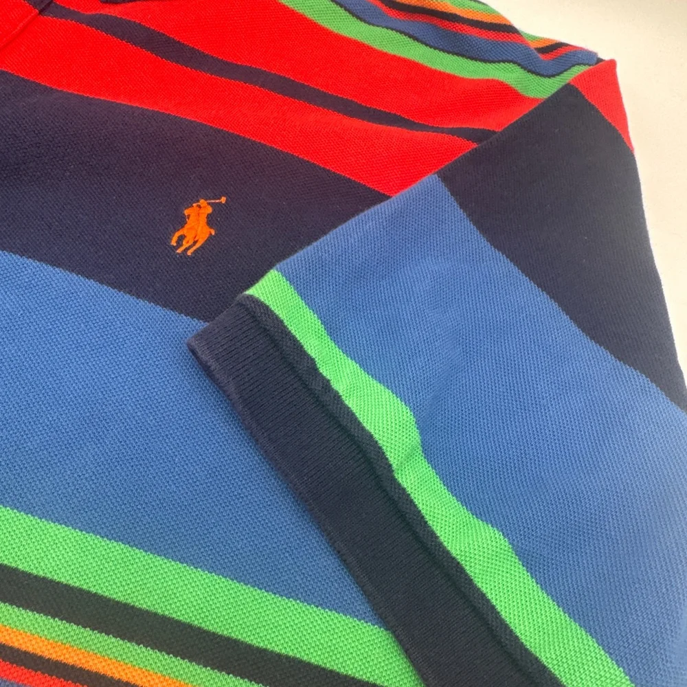 Men's Polo by Ralph Lauren XL Red Blue Green Striped Polo Shirt